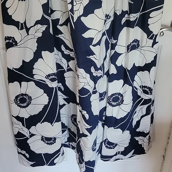 Boden British Style Violet Square Neck Midi Dress Blue White Floral 20 22 R - Picture 8 of 10